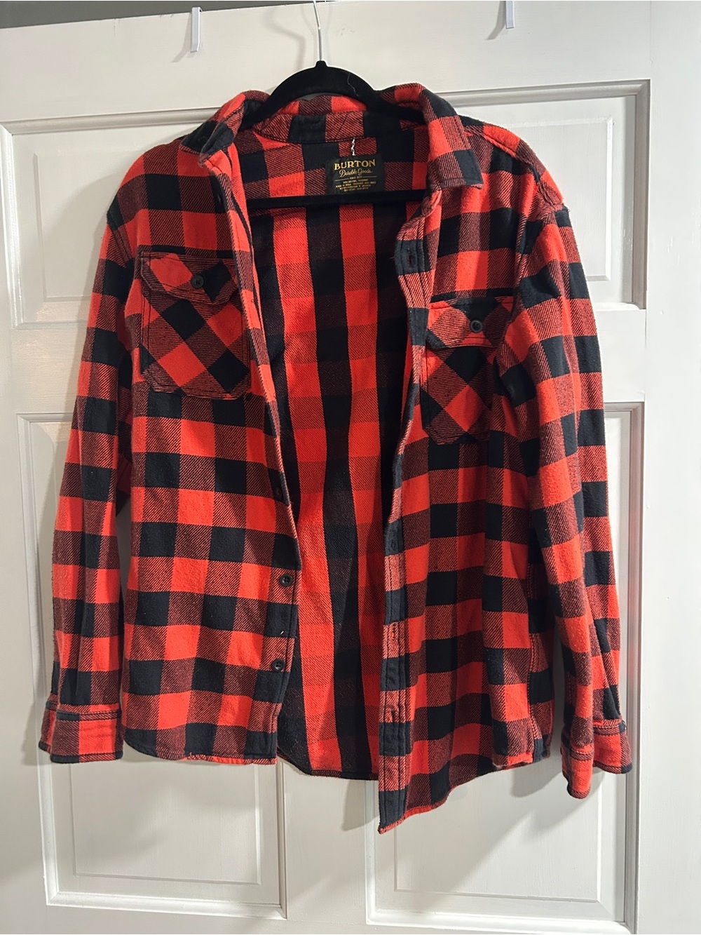 Burton Red and Black Plaid Flannel Shirt Jacket